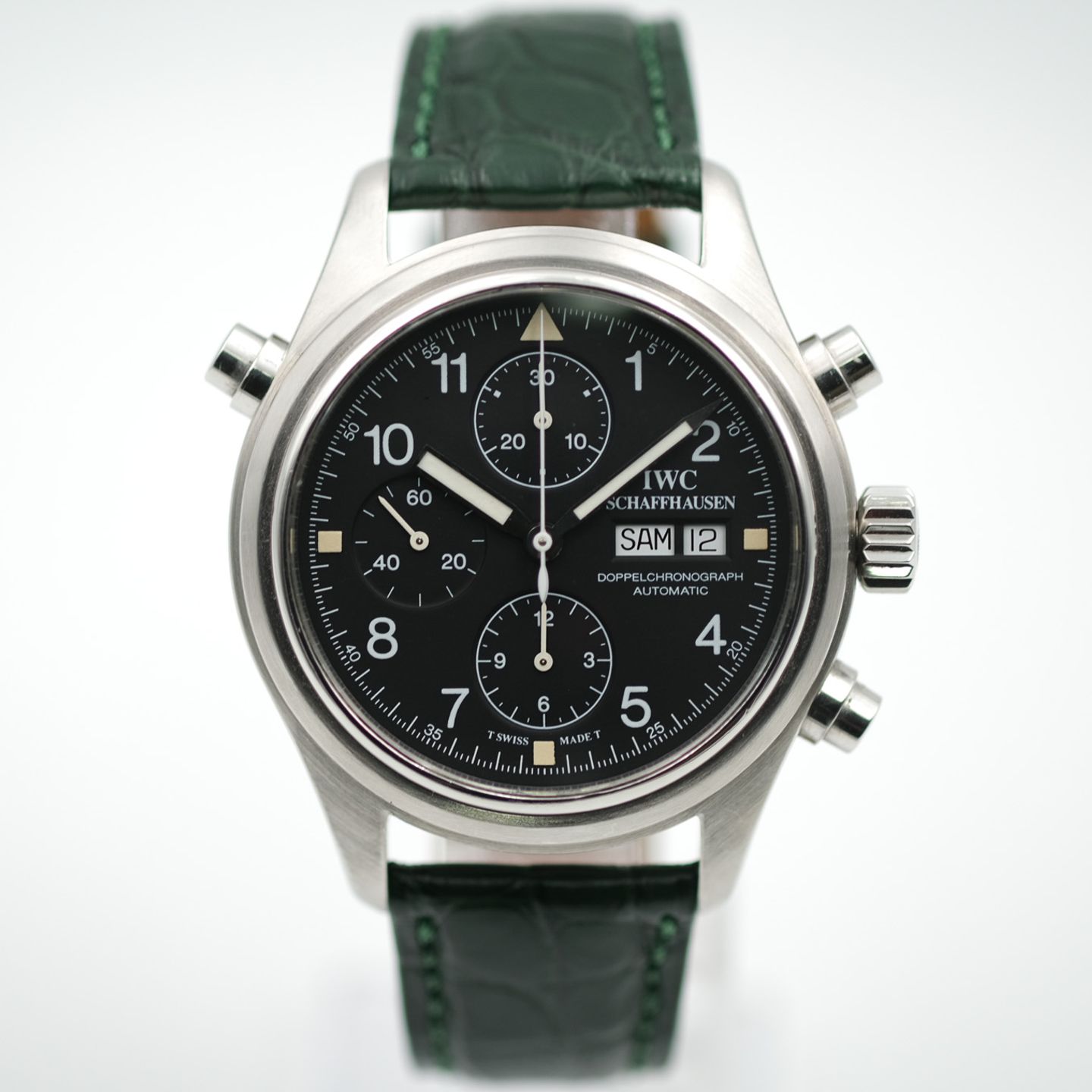 IWC Pilot Double Chronograph IW3713 (1999) - Zwart wijzerplaat 42mm Staal (4/8)