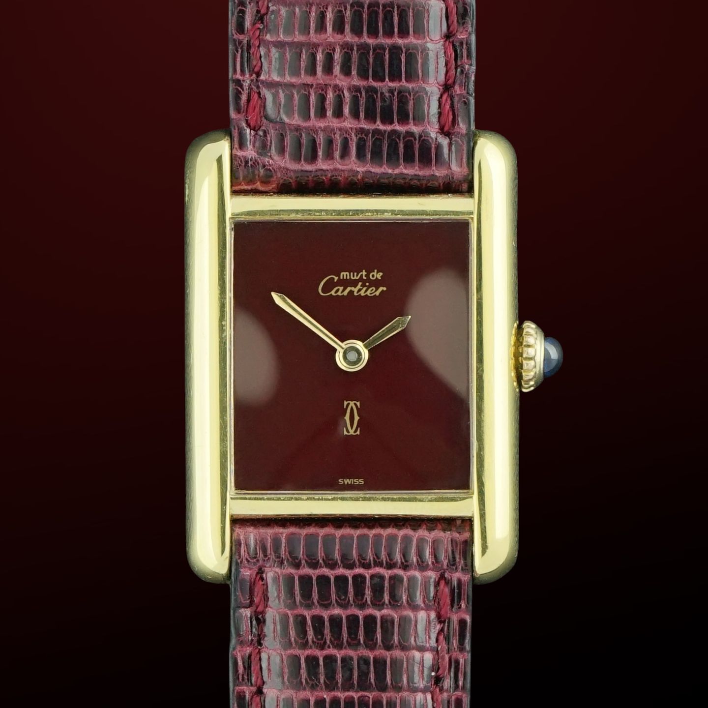 Cartier Tank Vermeil 5057001 (1987) - Red dial 20 mm Silver case (1/8)