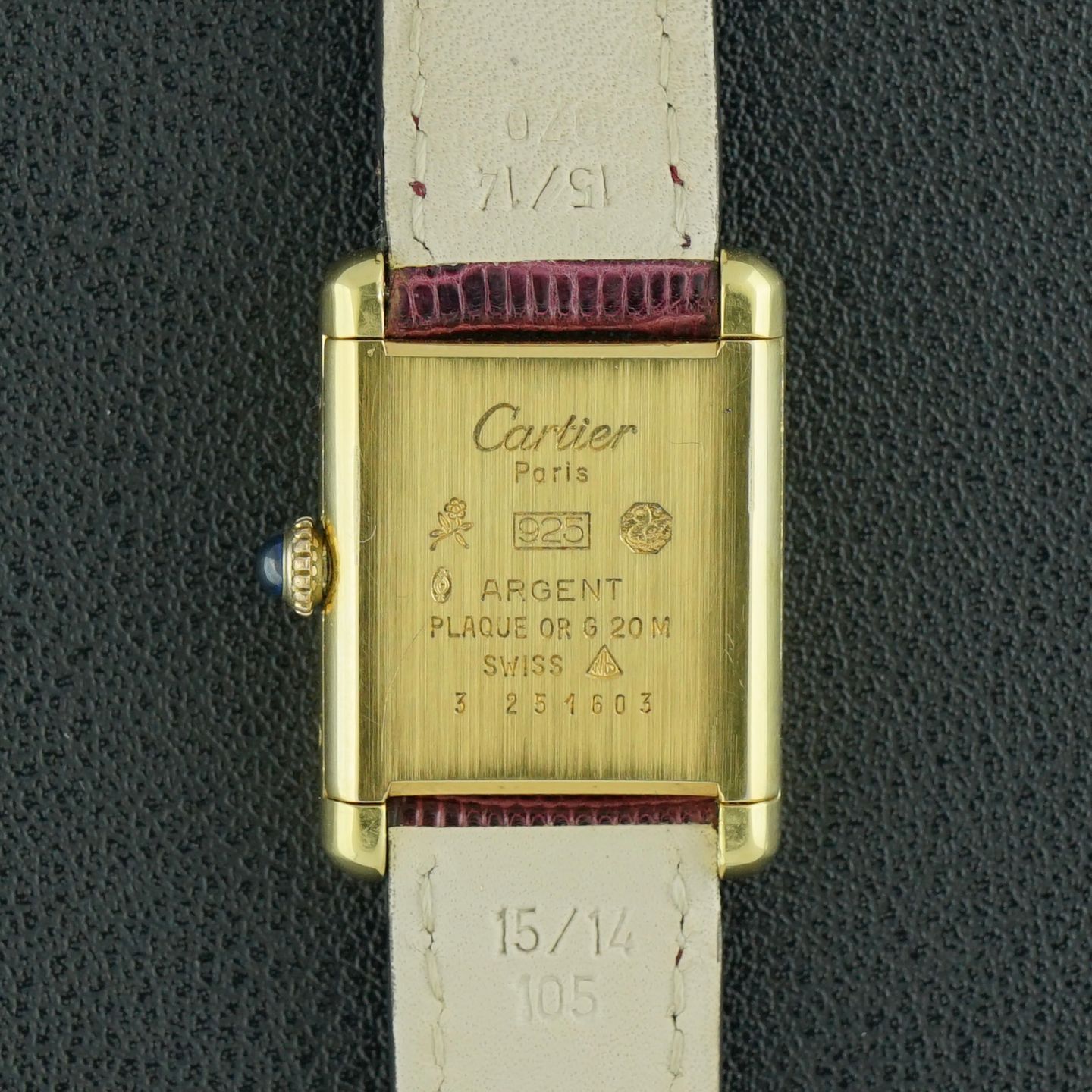 Cartier Tank Vermeil 5057001 (1987) - Red dial 20 mm Silver case (3/8)