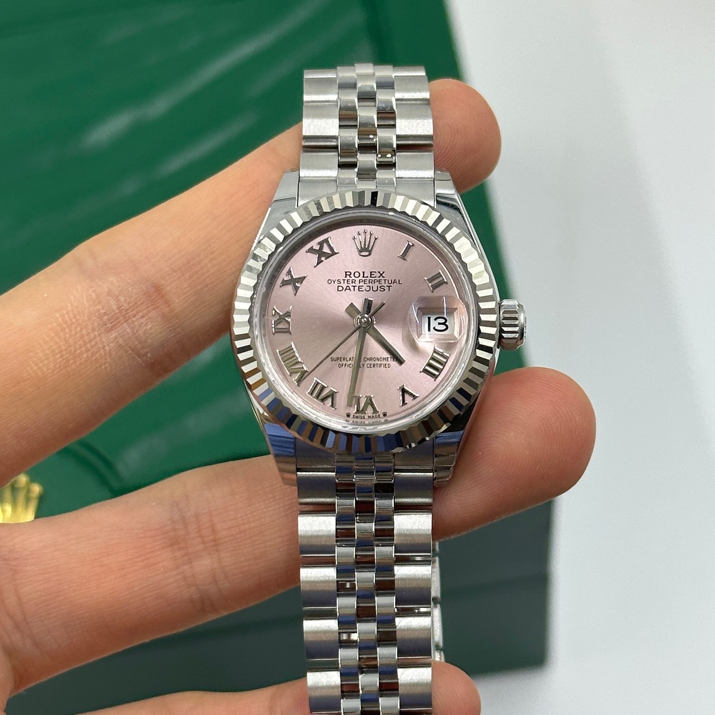 Rolex Lady-Datejust 279174 (2024) - Pink dial 28 mm Steel case (7/8)