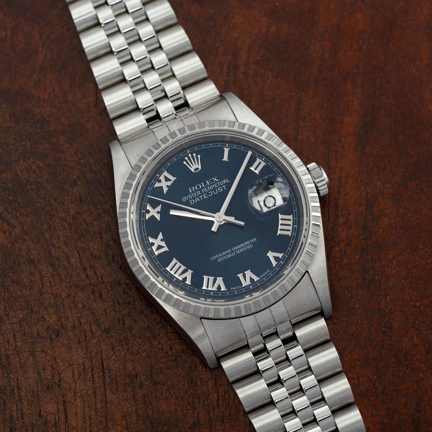 Rolex Datejust 36 16220 (2001) - Blue dial 36 mm Steel case (3/8)