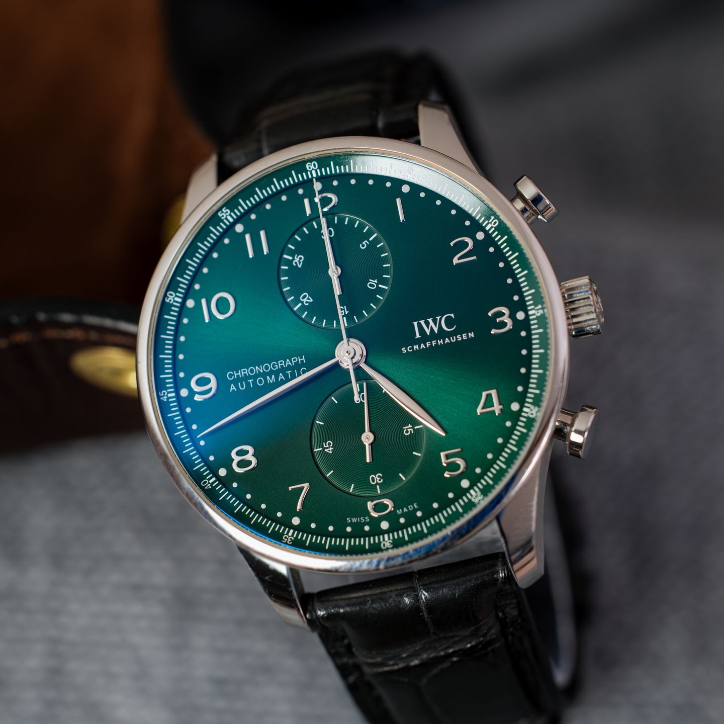 IWC Portuguese Chronograph IW371615 (2020) - Green dial 41 mm Steel case (1/5)