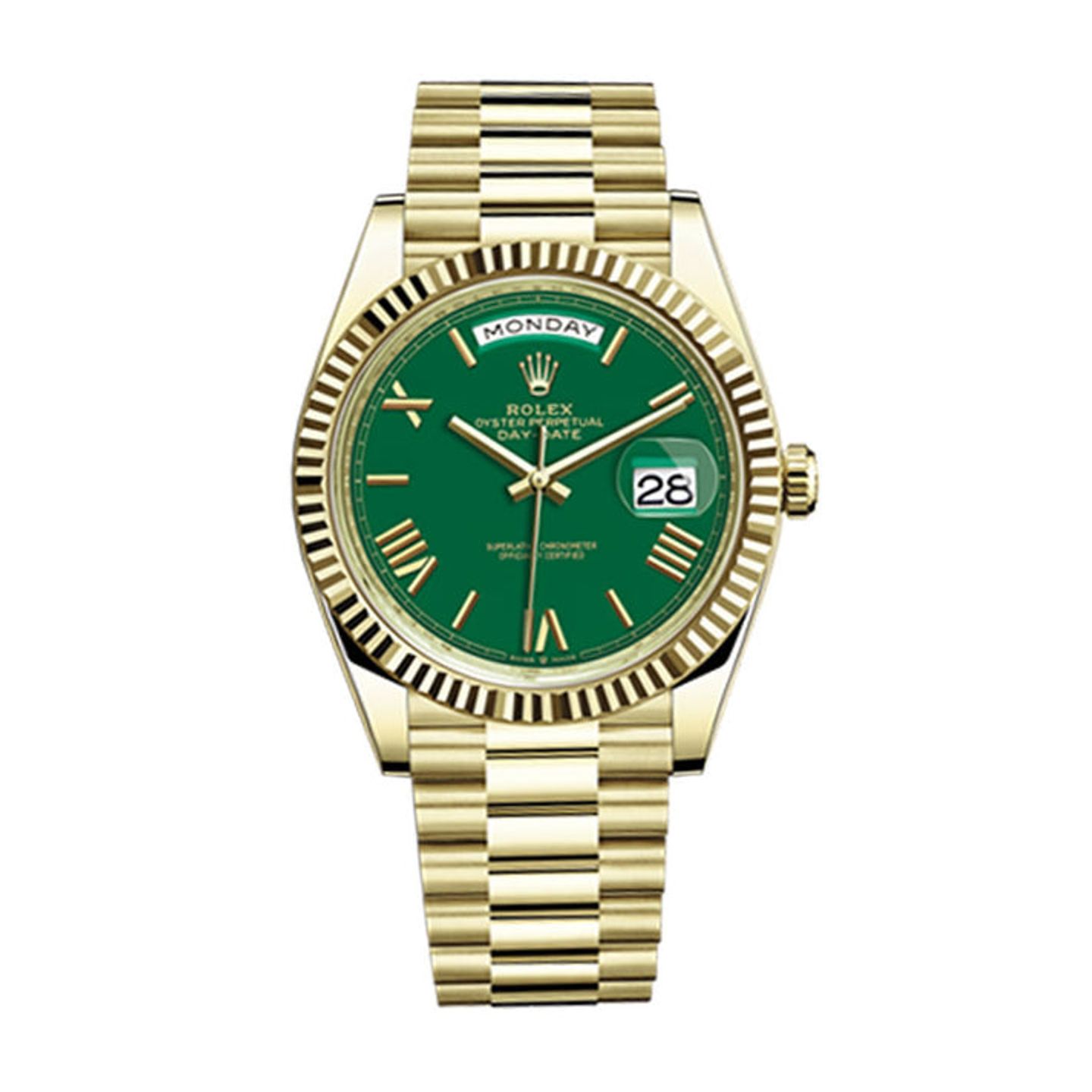 Rolex Day-Date 40 228238 (2023) - Green dial 40 mm Yellow Gold case (1/2)