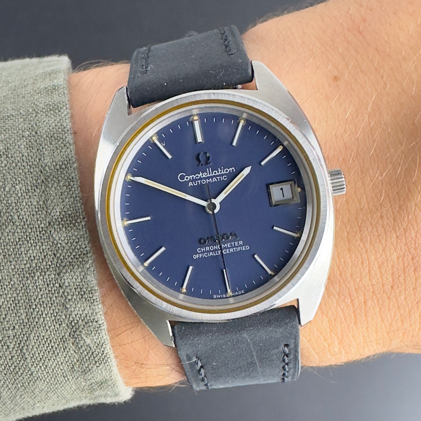 Omega Constellation 168.0056 (1972) - Blue dial 35 mm Steel case (2/8)