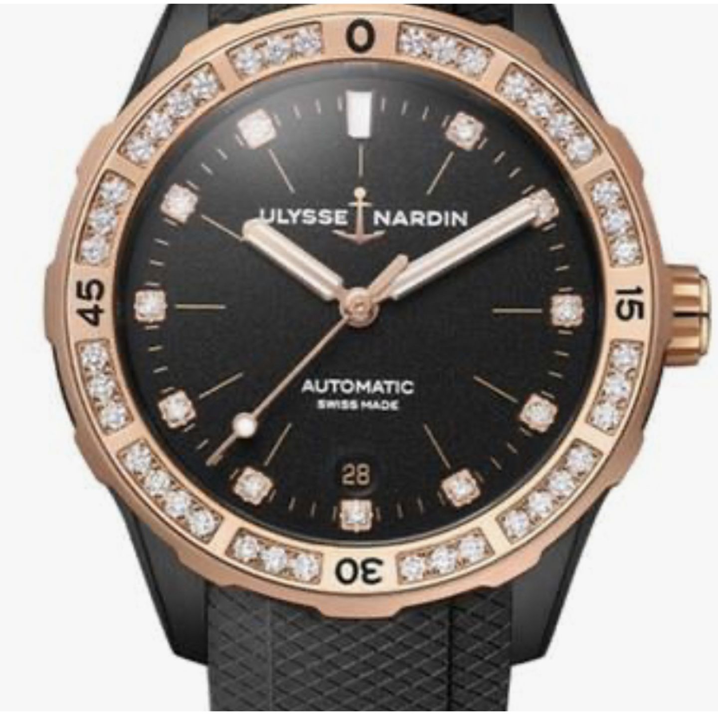 Ulysse Nardin Lady Diver 8165-182B-3/BLACK (2024) - Black dial 39 mm Rose Gold case (1/1)