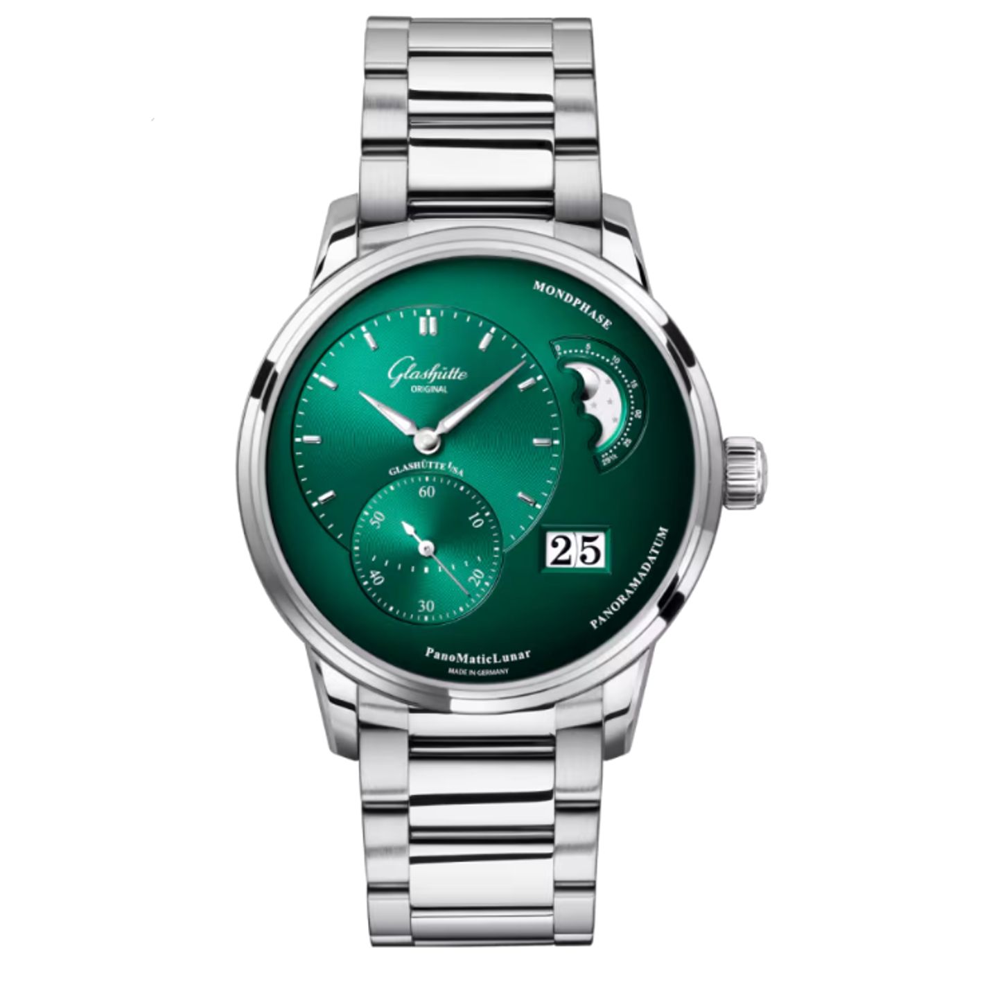 Glashütte Original PanoMaticLunar 1-90-02-13-32-70 (2023) - Groen wijzerplaat 40mm Staal (1/1)