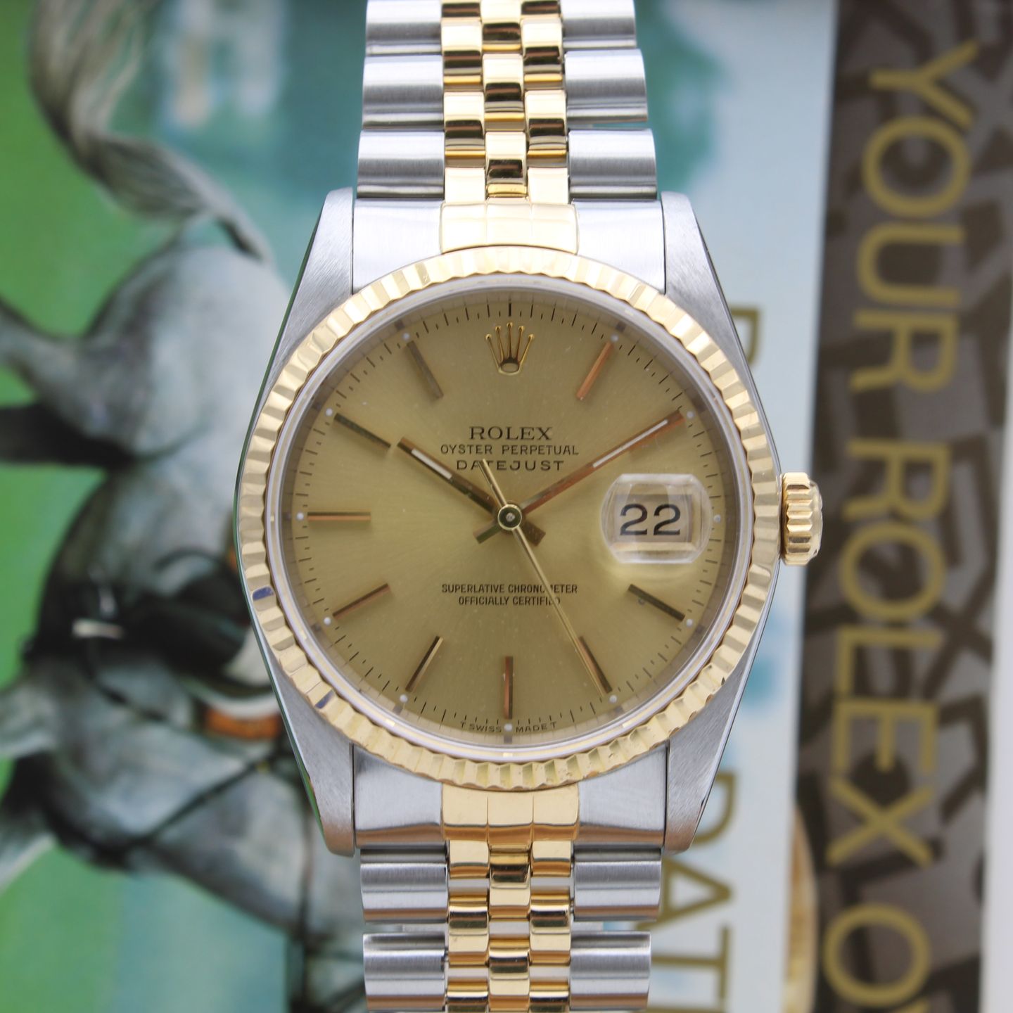 Rolex Datejust 36 16233 (1992) - Champagne dial 36 mm Gold/Steel case (1/8)