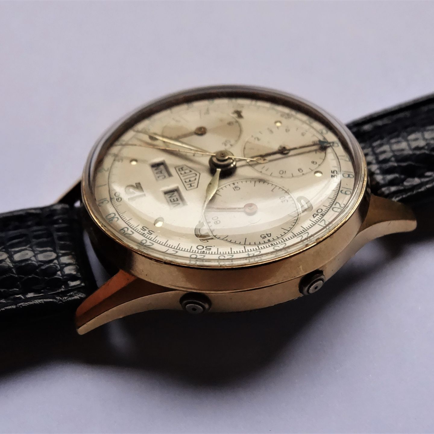 Heuer Vintage 2453 (1956) - Black dial 35 mm Gold/Steel case (4/7)