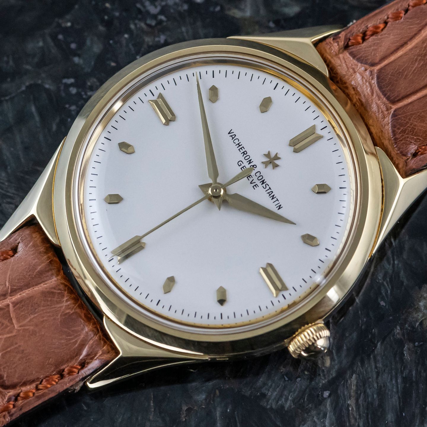 Vacheron Constantin Vintage 6111 (1955) - Zilver wijzerplaat 35mm Geelgoud (1/8)