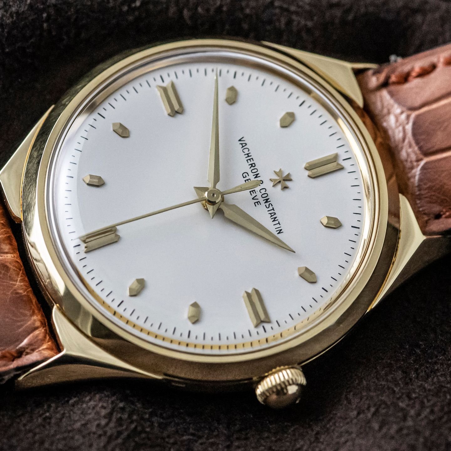 Vacheron Constantin Vintage 6111 (1955) - Zilver wijzerplaat 35mm Geelgoud (3/8)