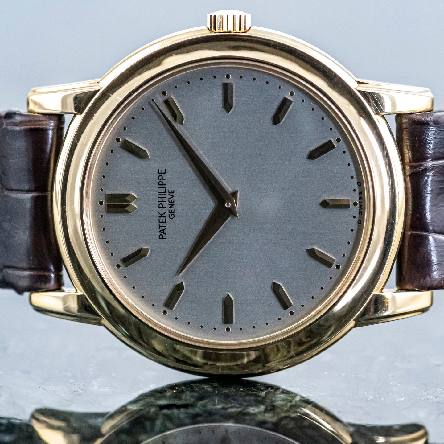 Patek Philippe Calatrava 5032J (1995) - Zilver wijzerplaat 36mm Geelgoud (2/8)