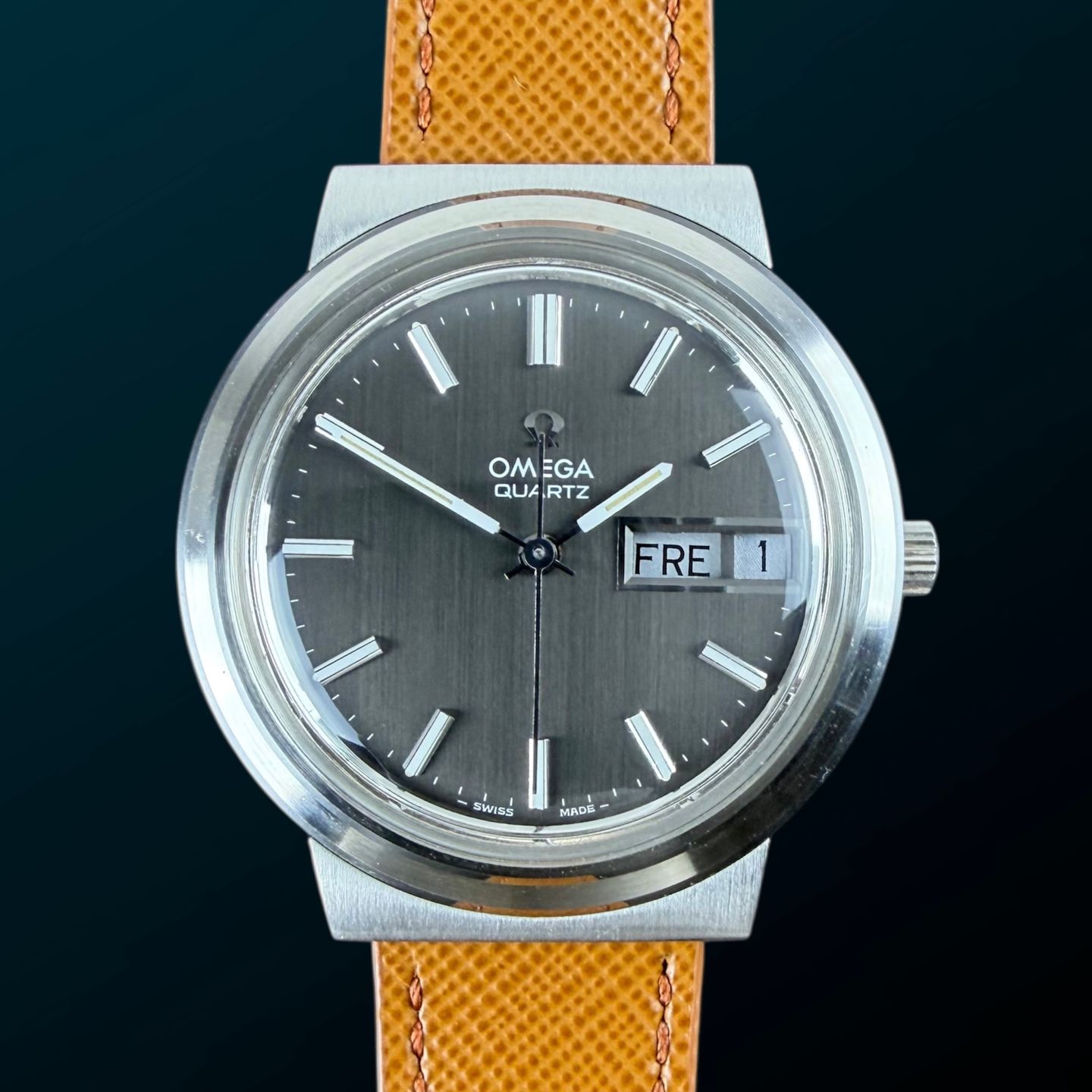 Omega Vintage 196.0058 (1973) - Grey dial 38 mm Steel case (1/8)