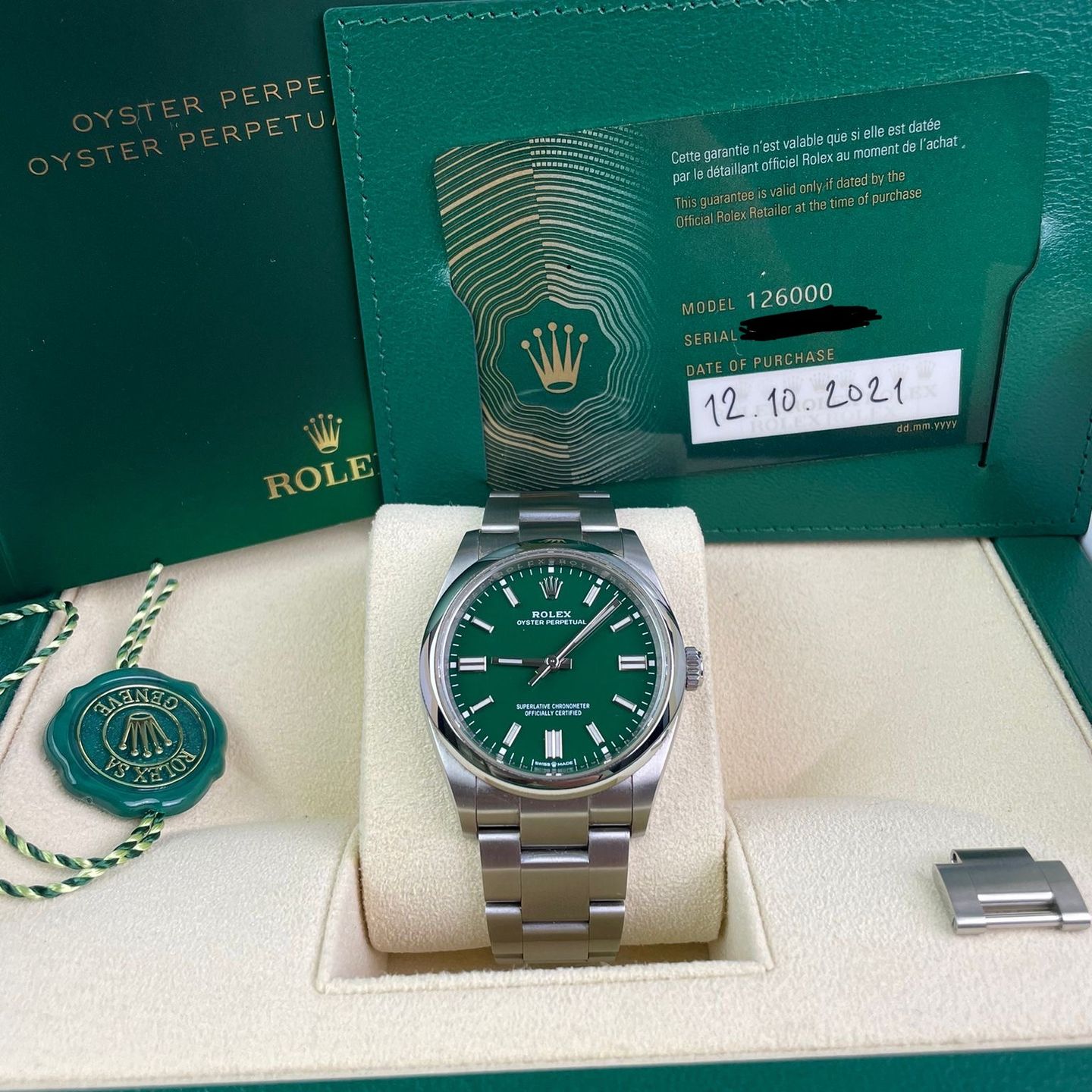 Rolex Oyster Perpetual 36 126000 (2021) - Groen wijzerplaat 36mm Staal (1/1)