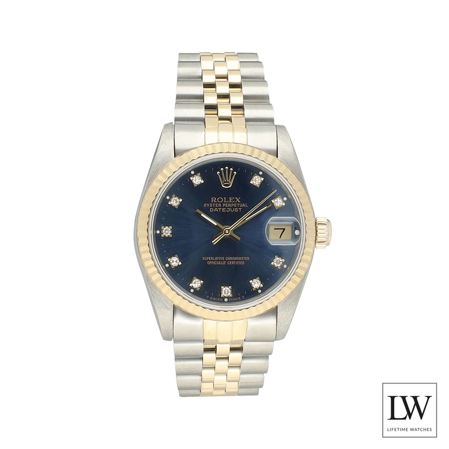 Rolex Datejust 31 68273 (1997) - Blue dial 31 mm Gold/Steel case (3/8)