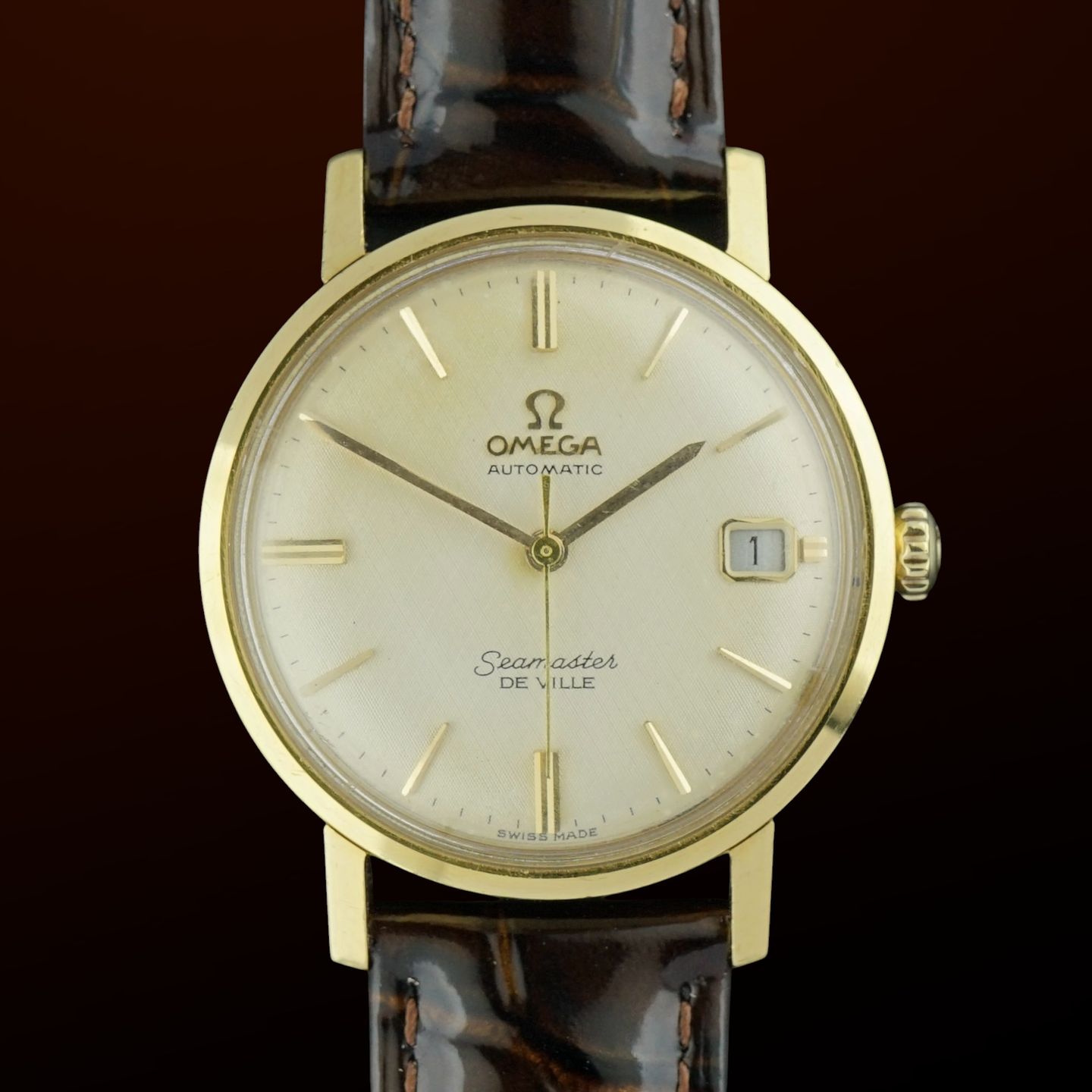 Omega Seamaster 166.020 (1963) - White dial 34 mm Yellow Gold case (1/8)