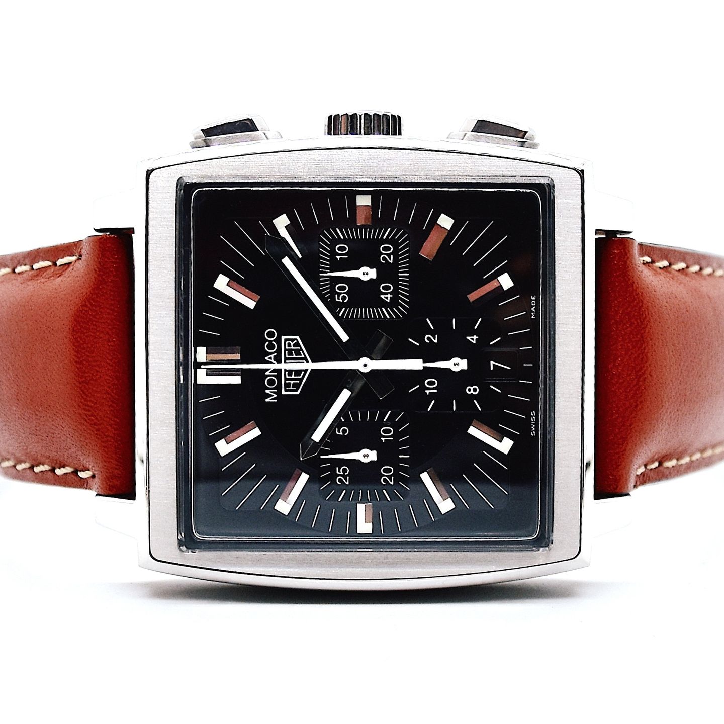 TAG Heuer Monaco CS2111 (1999) - Black dial 38 mm Steel case (1/8)