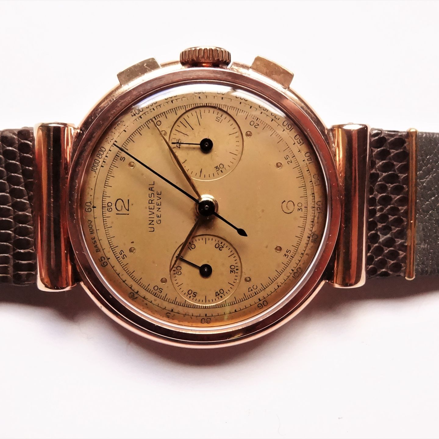 Universal Genève Compax 12205 (1937) - Champagne dial 35 mm Steel case (3/8)