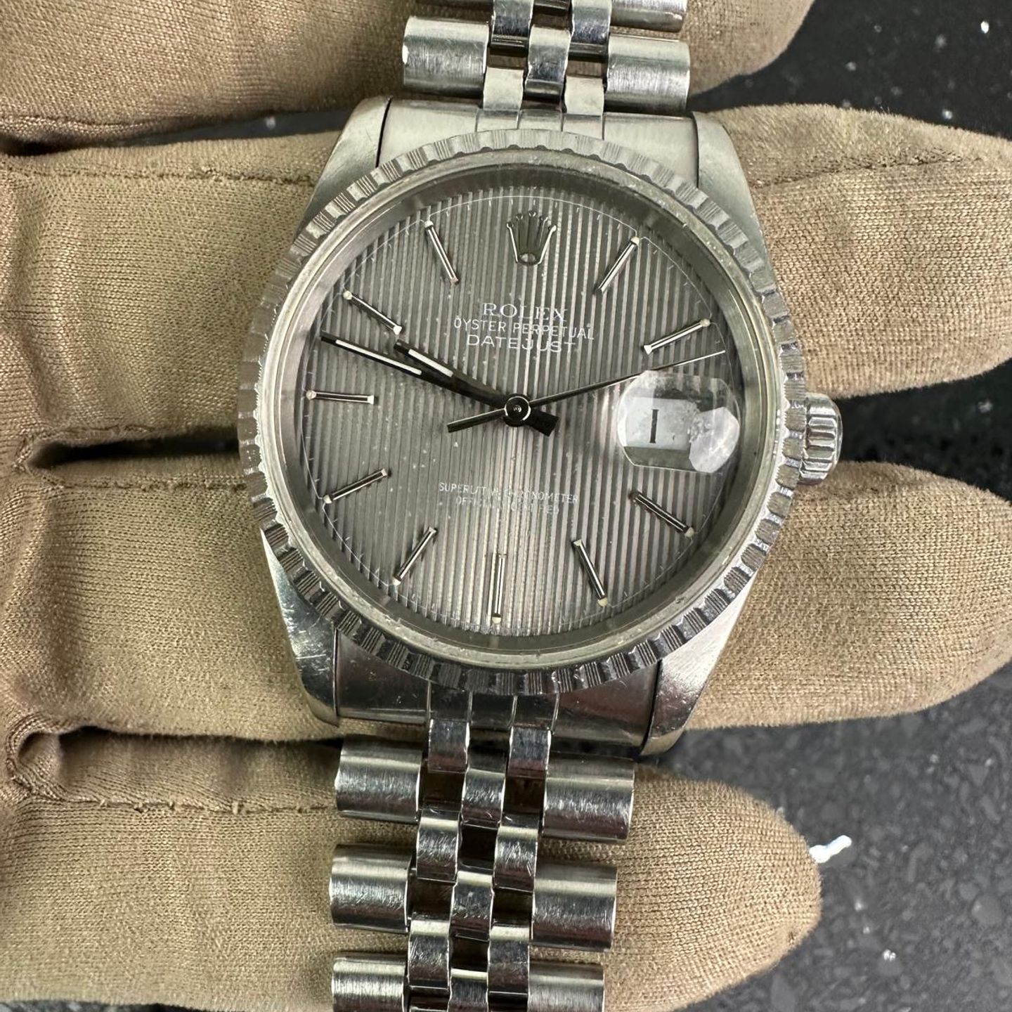 Rolex Datejust 36 16220 (Unknown (random serial)) - Grey dial 36 mm Steel case (1/1)