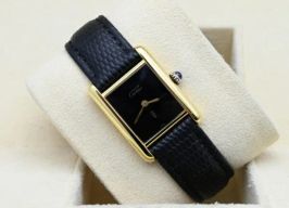 Cartier Tank Vermeil Unknown (Onbekend (willekeurig serienummer)) - Zwart wijzerplaat 23mm Zilver