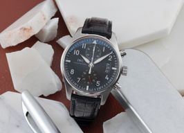 IWC Pilot Spitfire Chronograph IW387802 (Onbekend (willekeurig serienummer)) - Grijs wijzerplaat 43mm Staal