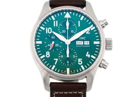 IWC Pilot Chronograph IW377726 (Onbekend (willekeurig serienummer)) - Groen wijzerplaat 43mm Staal