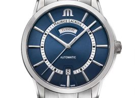 Maurice Lacroix Pontos Day Date PT6358-SS00H-431-C (2023) - Blauw wijzerplaat 41mm Staal