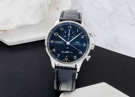 IWC Portuguese Chronograph IW371447 (Onbekend (willekeurig serienummer)) - Zwart wijzerplaat 41mm Staal