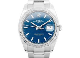 Rolex Oyster Perpetual Date 115234 (2018) - Blauw wijzerplaat 34mm Staal