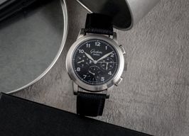 Glashütte Original Senator Chronograph 1-39-31-13-17-04 (Unknown (random serial)) - Black dial 39 mm Steel case