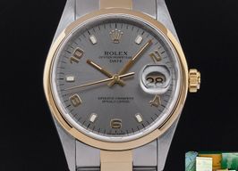 Rolex Oyster Perpetual Date 15203 (2000) - Grijs wijzerplaat 34mm Goud/Staal