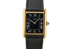 Cartier Tank Unknown (1980) - Black dial 30 mm Silver case