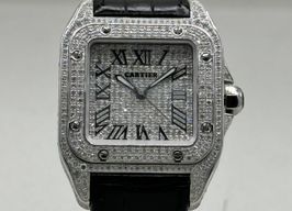 Cartier Santos 100 2878 (Onbekend (willekeurig serienummer)) - Zilver wijzerplaat 33mm Staal