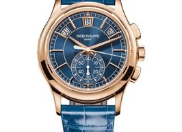 Patek Philippe Annual Calendar Chronograph 5905R-010 (2024) - Blauw wijzerplaat 42mm Roségoud