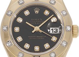 Rolex Lady-Datejust Pearlmaster 69318 (1997) - Black dial 34 mm Yellow Gold case