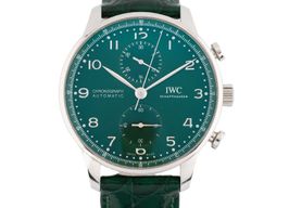 IWC Portuguese Chronograph IW371615 (Onbekend (willekeurig serienummer)) - Groen wijzerplaat 41mm Staal