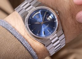 Rolex Day-Date Oysterquartz 19019 (1901) - Blauw wijzerplaat 36mm Witgoud