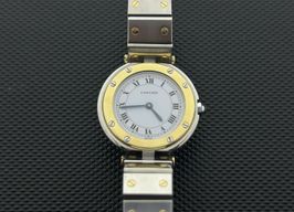 Cartier Santos 8191 (Onbekend (willekeurig serienummer)) - Wit wijzerplaat 27mm Goud/Staal