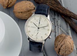 IWC Portuguese Chronograph IW371405 (2005) - Zilver wijzerplaat 41mm Witgoud