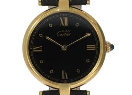 Cartier Tank Vermeil 590003 (Unknown (random serial)) - Black dial 30 mm Silver case