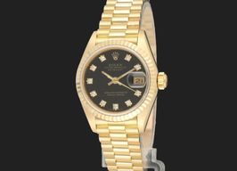 Rolex Lady-Datejust 69178 (1987) - Black dial 26 mm Yellow Gold case