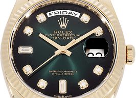 Rolex Day-Date 36 128238 (2019) - Green dial 36 mm Yellow Gold case