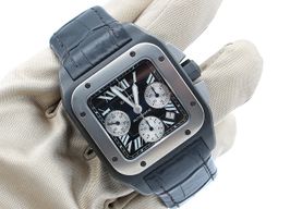 Cartier Santos 100 3104 (Unknown (random serial)) - Black dial 42 mm Titanium case