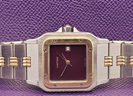 Cartier Santos 2961 (Onbekend (willekeurig serienummer)) - Rood wijzerplaat 29mm Goud/Staal