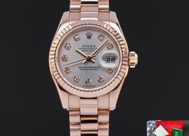 Rolex Lady-Datejust 179175 (2002) - Zilver wijzerplaat 26mm Roségoud