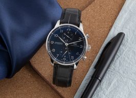 IWC Portuguese Chronograph IW371438 (Onbekend (willekeurig serienummer)) - Zwart wijzerplaat 41mm Staal