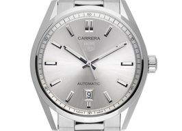 TAG Heuer Carrera Calibre 5 WBN2111.BA0639 (2025) - Grijs wijzerplaat 39mm Staal