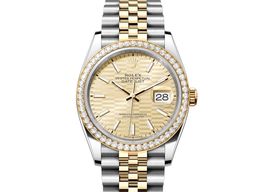 Rolex Datejust 36 126283RBR-0025 (2023) - Gold dial 36 mm Steel case