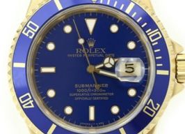 Rolex Submariner Date 16618 (1991) - Blauw wijzerplaat 40mm Geelgoud
