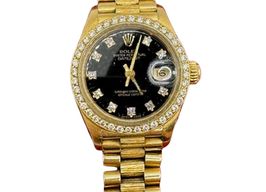 Rolex Lady-Datejust 69178 (Onbekend (willekeurig serienummer)) - Zwart wijzerplaat 26mm Geelgoud