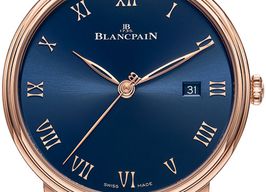 Blancpain Villeret Ultra-Slim 6651-3640-55B (Onbekend (willekeurig serienummer)) - Blauw wijzerplaat 40mm Roségoud